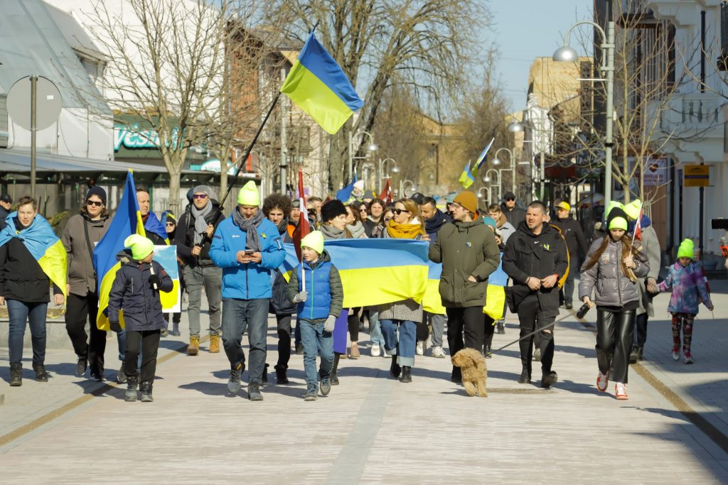 
Марш в поддержку Украины 3 апреля 2022 года в Даугавпилсе
